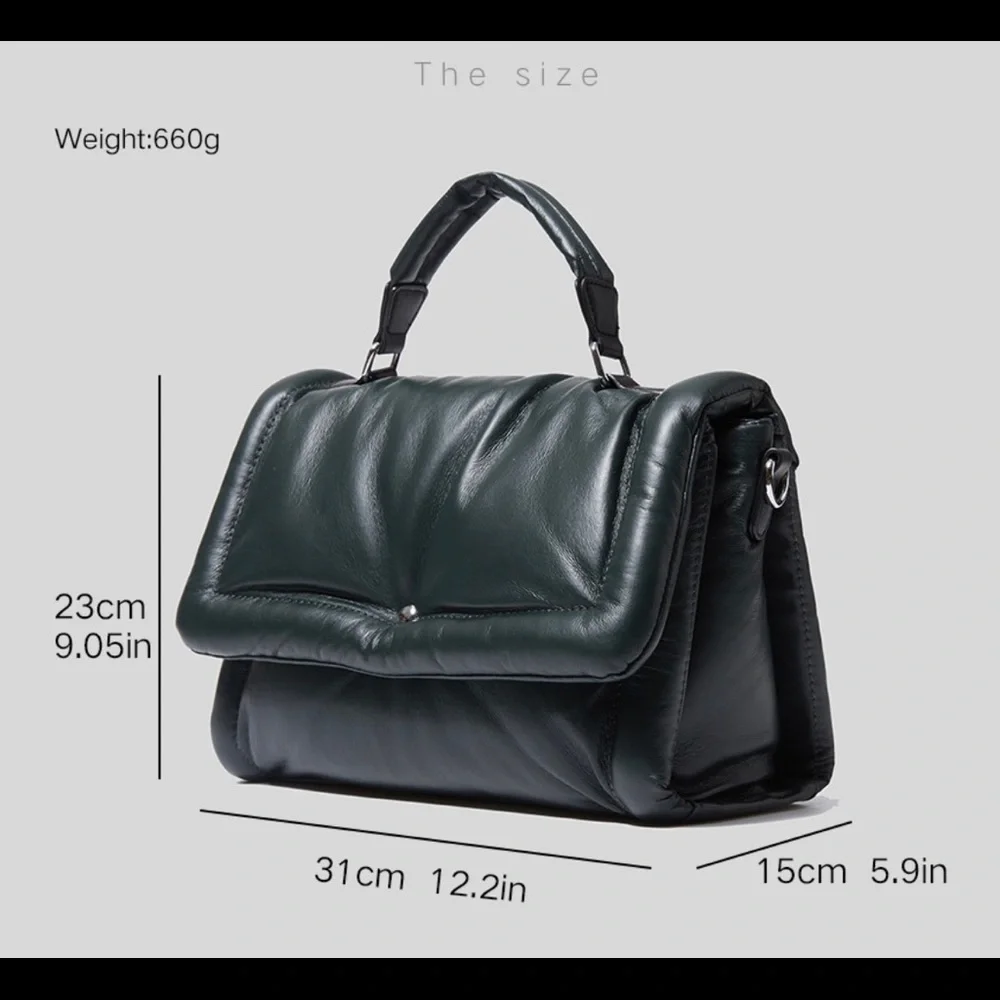 New Silver Gray Down Puff Shoulder Bag Handbag Tote bag Puffy Soft Carry On Bag - Picture 8 of 8